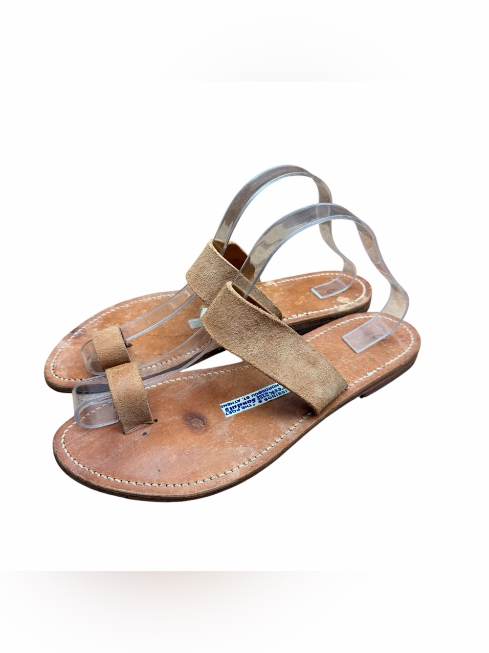 Malíssinos The Poet Wo’s size 9 Brown Leather Double Strap Slide Sandal Handmade